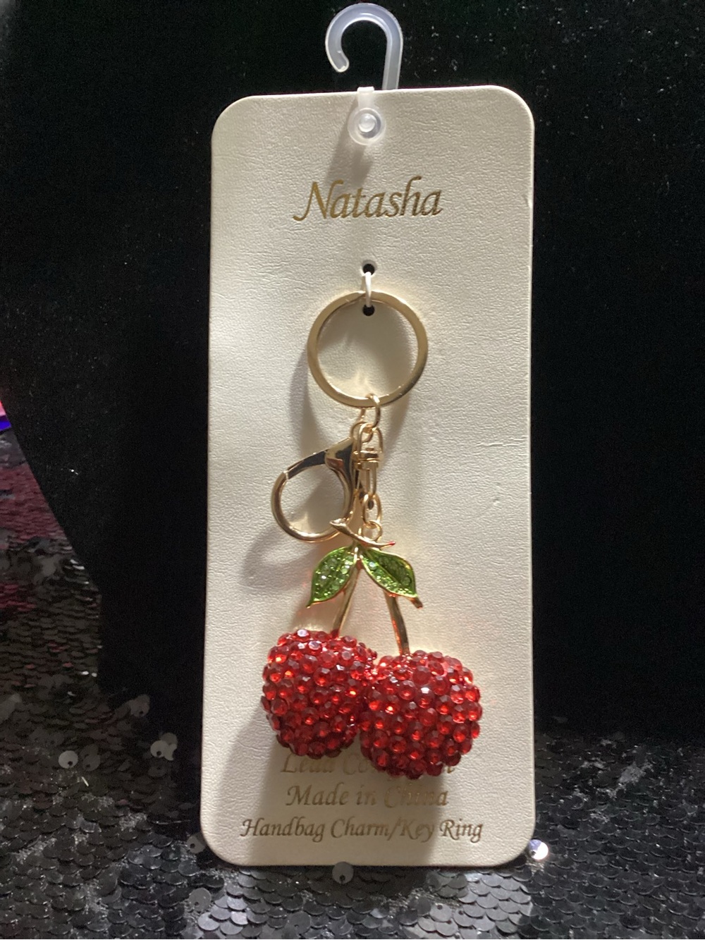 Natasha Couture Red Crystal Cherry Bag Charm